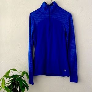 Under Armour Cold Gear Blue Fitted 1/4 Zip Pullover Size Medium 💙